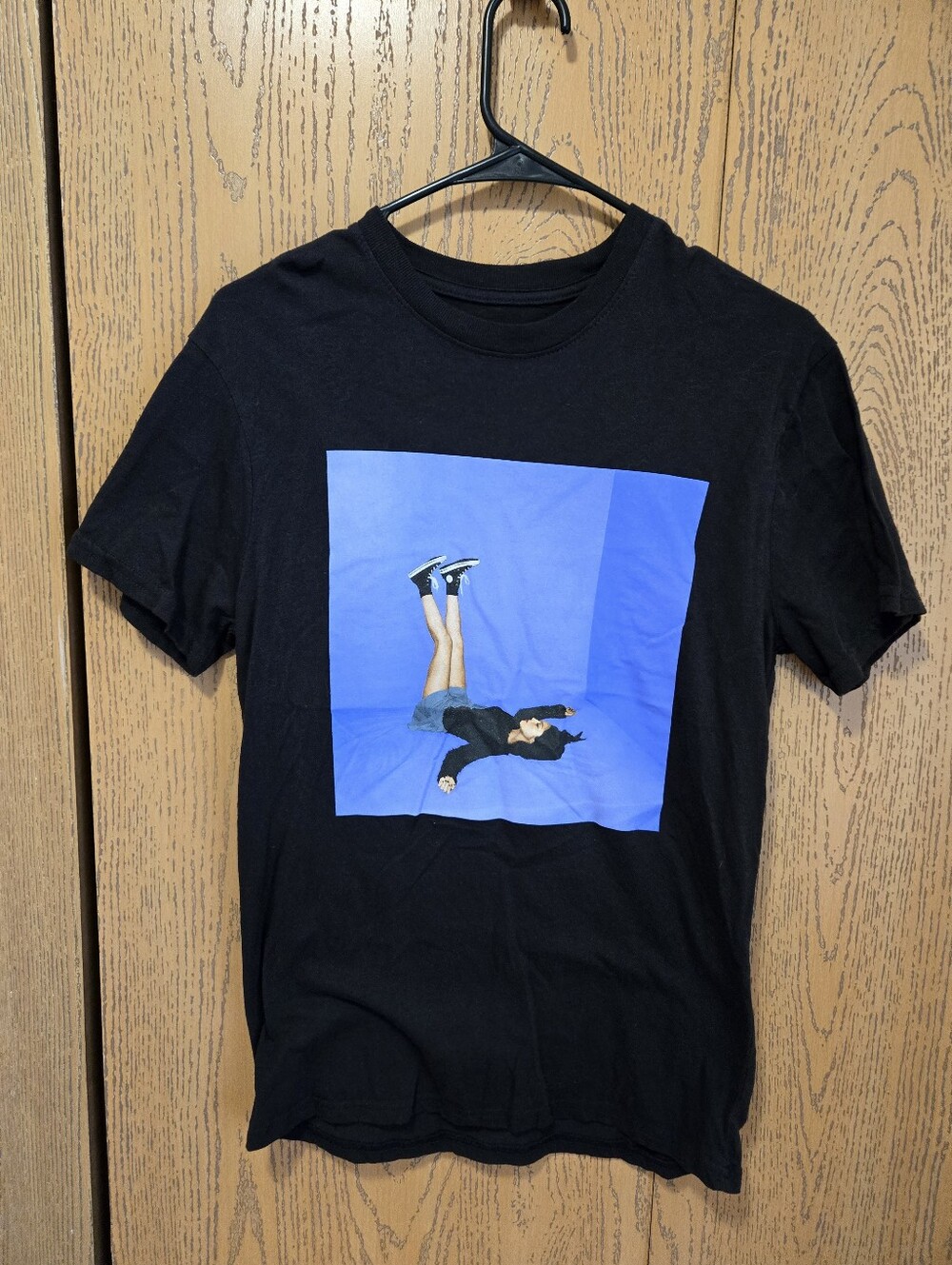 Black Graphic Men’s T-Shirt with Purple Photo Print